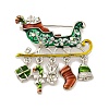 Christmas Theme Sleigh Enamel Pins JEWB-M043-13P-04-1