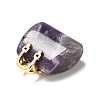 Natural Amethyst Brass Pendants KK-E274-01G-18-3