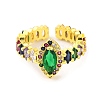 Horse Eye Colorful Cubic Zirconia Open Cuff Ring RJEW-U003-24C-G-2