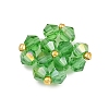 5Pcs Green Color Theme Transparent Glass Bead Weaved Cabochons PALLOY-JF04465-02-4