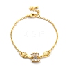 Brass Micro Pave Clear Cubic Zirconia Link Bracelets BJEW-U020-12G-5