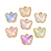 Rack Plating Alloy Glass Charms FIND-Q099-07G-1