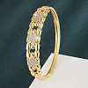 Brass Micro Pave Clear Cubic Zirconia Flower Open Hinged Cuff Bangles for Women WG289CD-01-1