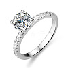 Rhodium Plated 925 Sterling Silver Pave 8.2x4.9mm Moissanite Finger Rings WG6D295-40-4