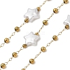 Handmade 304 Stainless Steel ABS Plastic Pearl Beaded Star Link Chains CHS-L032-01G-02-1