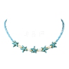 2Pcs 2 Styles Ocean Turtle Starfish Synthetic Turquoise & Natural Pearl & Glass Seed Beaded Necklaces NJEW-JN06130-04-3