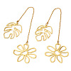 Brass Flower & Leaf Charms Bookmarks AJEW-TAC00029-1
