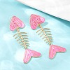 Alloy Enamel Dangle Stud Earrings EJEW-Z140-01G-3