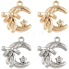 2Pcs 2 Colors Brass Pendants with Clear Glass KK-YW0004-02-1