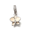 Brass Clear Cubic Zirconia Flower European Dangle Charms KK-M313-38P-01-1