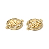Brass Micro Pave Clear Cubic Zirconia Connector Charms KK-E068-VB336-3