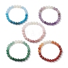 Round Natural Gemstone Stretch Beaded Bracelets BJEW-JB12986-1