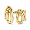 Rack Plating Brass Twist Wave Open Cuff Rings for Women RJEW-Q777-07G-2