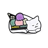 Cat with Ice Cream Enamel Pins JEWB-E026-01EB-01-1
