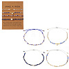 4Pcs Adjustable Glass Seed Bead & Natural Lapis Lazuli Braided Bead Bracelets for Women MX1312-2-1