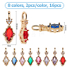 16Pcs 8 Colors Brass Micro Pave Cubic Zirconia Pendants KK-HS0001-89-2