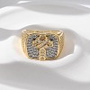 Brass Micro Pave Clear Cubic Zirconia Cuff Rings for Women RJEW-U041-06G-2