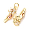 Brass Micro Pave Orange Red Cubic Zirconia Pendants CU-E003-10G-C-2