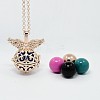 Brass Chime Ball Cage Pendant Necklaces NJEW-F053-05-2