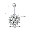 Piercing Jewelry Real Platinum Plated Brass Rhinestone Flower Navel Ring Belly Rings AJEW-EE0001-29A-3