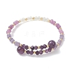 Dyed Natural Malaysia Jade & Brass Beaded Bangles for Women BJEW-JB13343-04-2