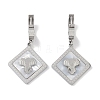 Rhombus with Elephant 304 Stainless Steel Shell Hoop Earrings EJEW-L283-042P-1