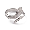 304 Stainless Steel Snake Open Cuff Rings for Women RJEW-G285-59P-2