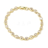 Teardrop Brass Micro Pave Clear Cubic Zirconia Link Chain Bracelets for Women BJEW-C156-07A-G-4