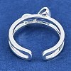 Brass Open Cuff Rings For Women RJEW-K284-01P-3