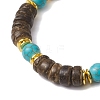 8mm Round Dyed Synthetic Turquoise & Natural Coconut Adjustable Braided Beads Bracelets for Women BJEW-JB10762-4