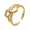 Rack Plating Brass Micro Pave Cubic Zirconia Cuff Finger Rings for Women RJEW-C117-01C-G-4