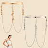 2Pcs 2 Colors Bohemia Style Tassel Alloy Upper Arm Open Cuff Bangles for Women BJEW-CY0001-03A-7