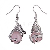 Natural Rose Quartz Dragon Dangle Earrings EJEW-A092-06P-08-2