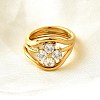 3Pcs 304 Stainless Steel Micro Pave Cubic Zirconia Ring Sets RJEW-S625-01G-4