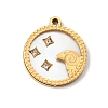12 Constellations 304 Stainless Steel & Natural Shell & Rhinestone Pendants SA-CBAA9A2-06G-03-1
