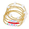 Bohemian Alphabet Brass Bead Shell Heart Bracelet 5-Piece Handmade Jewelry Sets JU6945-5