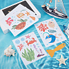6Pcs Sea Animals PVC Waterproof Self Adhesive Stickers STIC-SP0001-25-4