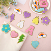 Lightning Bolt & Castle & 5-Petal Flower & Letter A~Z & Heart & Rainbow Towel Embroidery Style Cloth Iron on/Sew on Patches DIY-GL0004-17-5