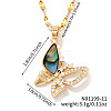 Brass Pave Paua Shell & Crystal Rhinestone Butterfly Pendant Dapped Chain Necklace for Women VR6258-1-1