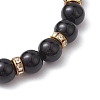 8mm Round Natural Black Onyx(Dyed & Heated) Beaded Stretch Bracelets for Women BJEW-JB10796-4