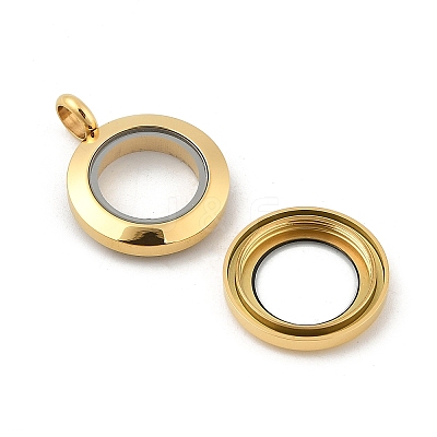 304 Stainless Steel Floating Locket Pendants STAS-E443-41G-1