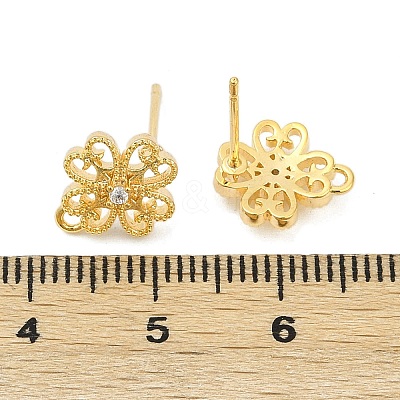 Brass Micro Pave Clear Cubic Zirconia Stud Earring Findings KK-Z099-01G-01-1