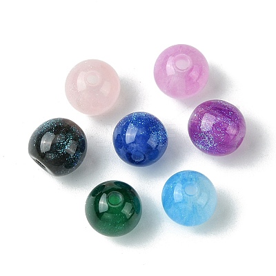 25Pcs Round Imitation Cat Eye Resin Beads RESI-FS0001-65C-1