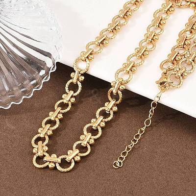 8MM 304 Stainless Steel Twisted Ring Link Chain Necklaces NJEW-Z105-04G-02-1