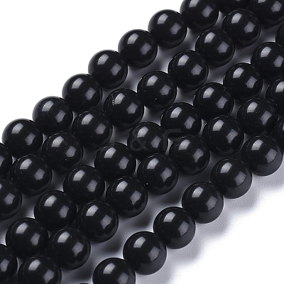 Natural Black Stone Beads Strands X-G-I288-A02-8mm-1