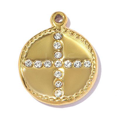 304 Stainless Steel & Rhinestone Pendants STAS-OY017-72G-1