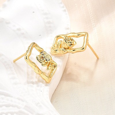 Brass Stud Earrings EJEW-G432-01G-1