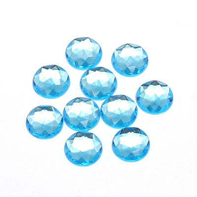 Acrylic Rhinestone Flat Back Cabochons X-GACR-Q008-8mm-04-1
