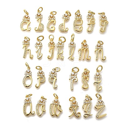 26Pcs Brass Micro Pave Cubic Zirconia Pendants KK-R218-07G-1