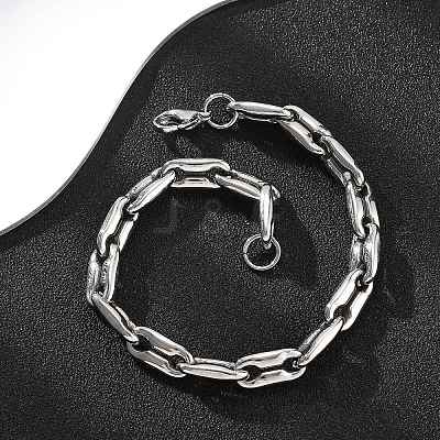 304 Stainless Steel Coffee Bean Chain Bracelets for Women Men BJEW-F488-27P-1